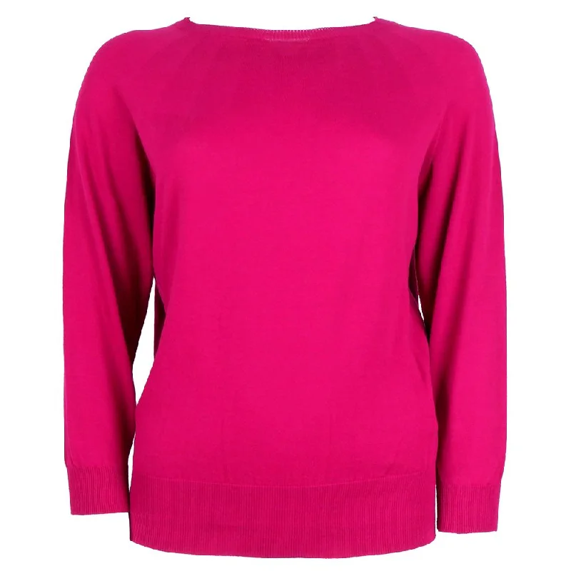 Alpha Studio Fuchsia Cotton Sweater Neon Metallic Matte
