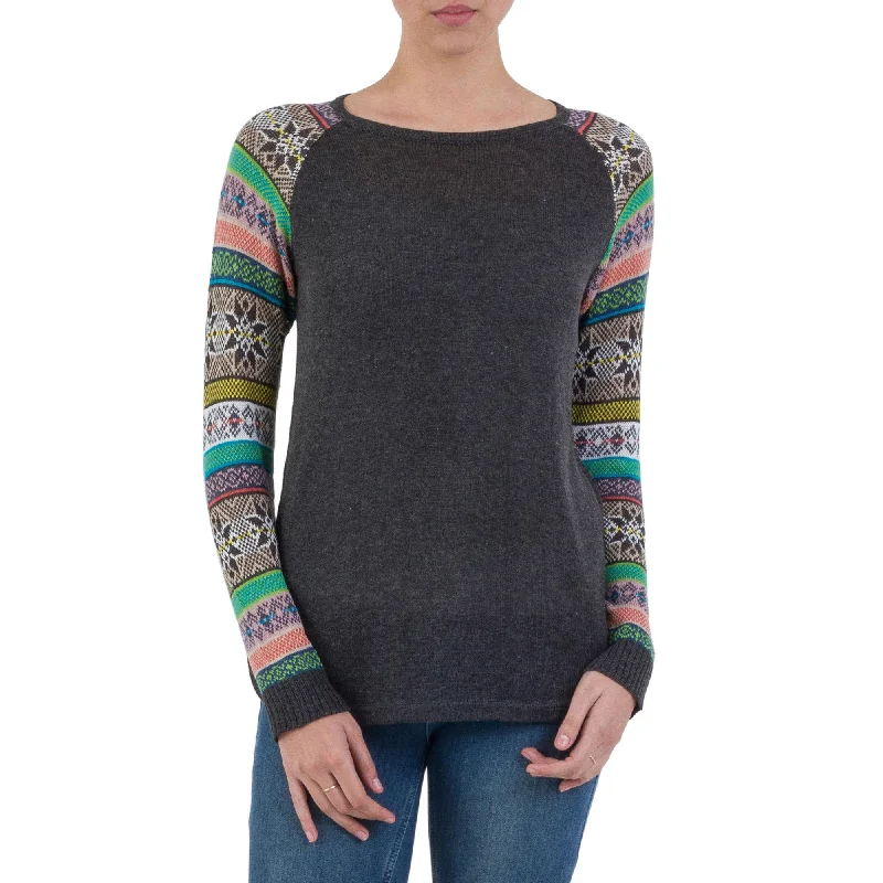Andean Star in Charcoal Knit Sweater Denim Fabric Leather Fabric Suede Fabric