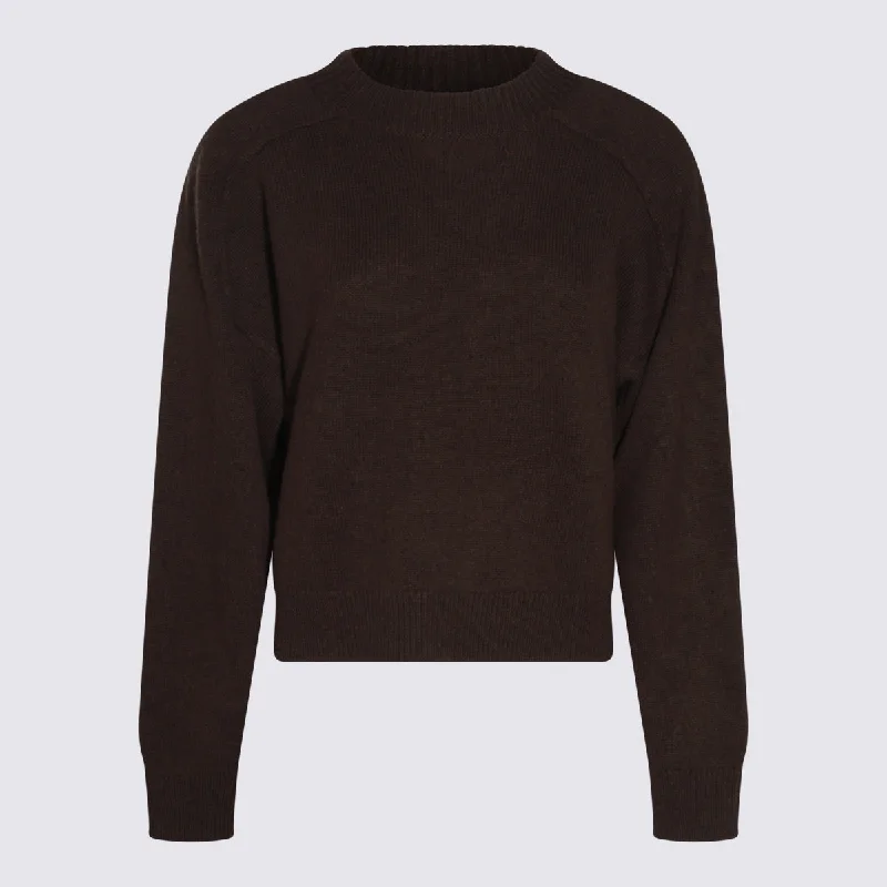 Antonelli Firenze Sweaters Brown Silk Blend Satin Velvet
