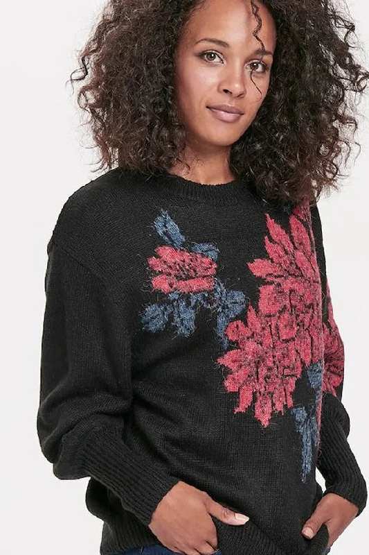 B Young Netty Flower Sweater Elegant Classic Vintage