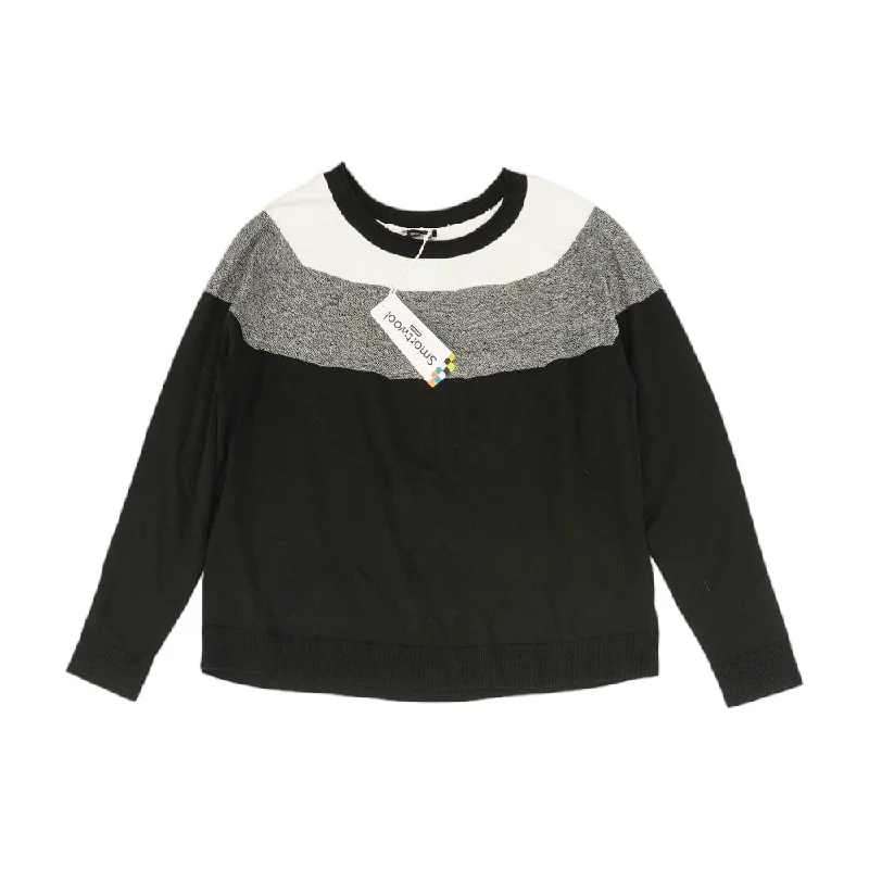 Black Color Block Crewneck Sweater Wool Sweater Cotton Sweater Cashmere Sweater