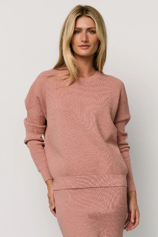 Carey Waffle Sweater | Rose Casual Formal Business