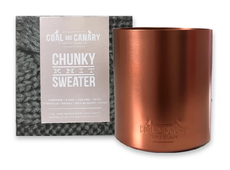 Chunky Knit Sweater Metallic - Copper Mesh Blend Leather Blend Suede Blend
