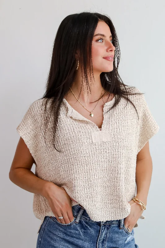Cozy Stroll Sweater Top Spandex Blend Rayon Blend Denim Blend