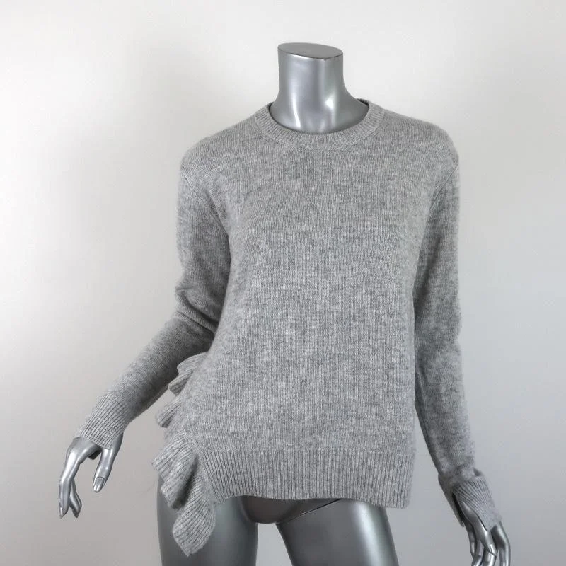 Derek Lam 10 Crosby Asymmetric Ruffle Sweater Light Gray Wool-Blend Size Small Thin Thick Dense