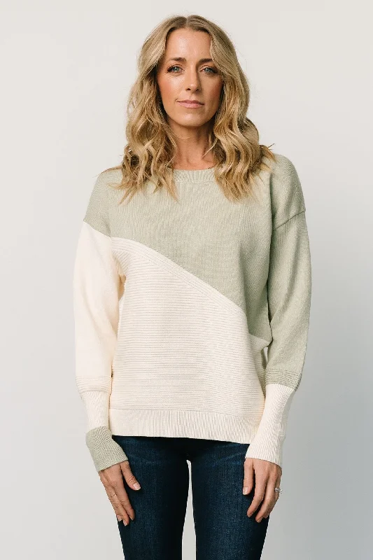 Emmy Sweater | Sage + Cream Terry Blend Velvet Blend Canvas Blend