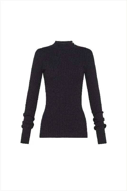 forte_forte Ribbed Turtleneck Sweater Notte Oversized Loose Flowy