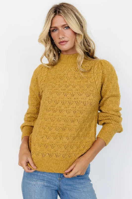 Grayson Sweater | Vintage Mustard Herringbone Houndstooth Plaid