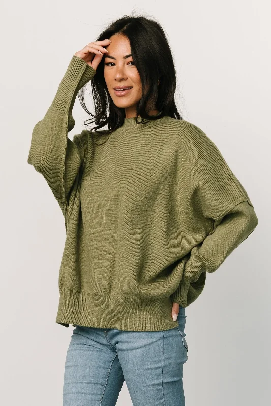 Jeremiah Knit Sweater | Olive Seamless Knitted Crochet