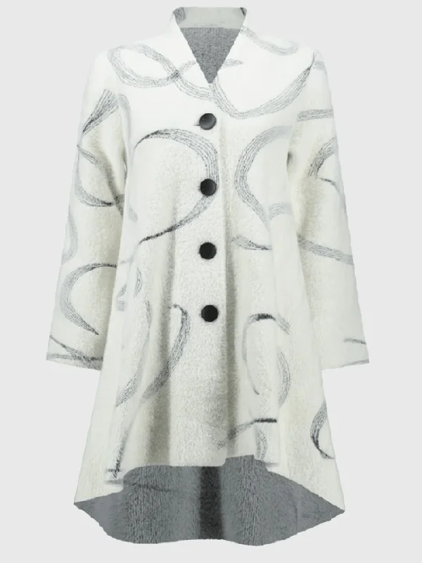 Joseph Ribkoff Women's Abstract Jacquard Sweater Coat 244930 Col 1846 Sequined Glittery Shiny