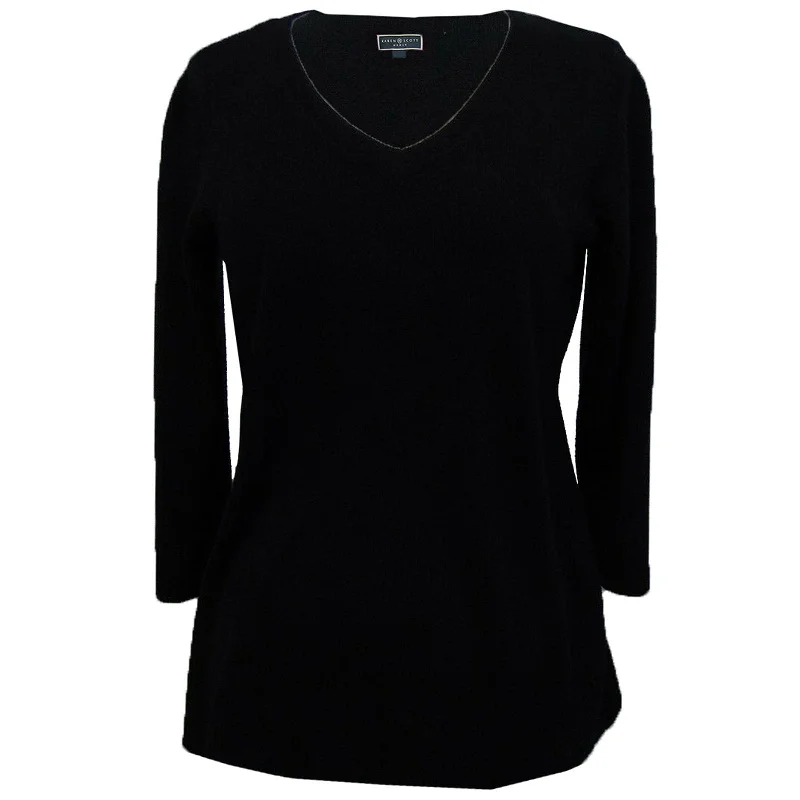 Karen Scott Long Sleeve V-Neck Sweater Plus Size Welt Pockets Slit Pockets Flap Pockets