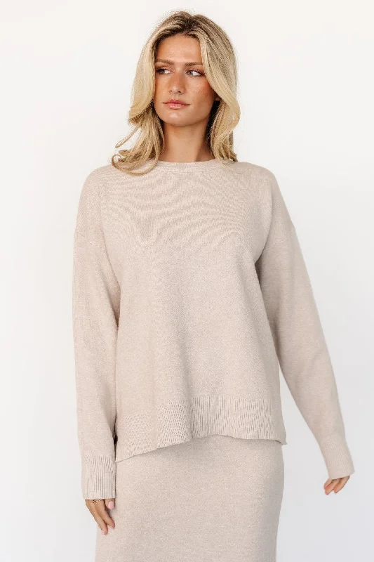 Laurent Sweater | Taupe Knit Fabric Woven Fabric Fleece Fabric