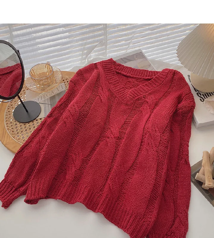 Long sleeve solid V-Neck Sweater is thin, gentle and versatile top  6729 Hooded Sweater Collared Sweater Shawl Collar