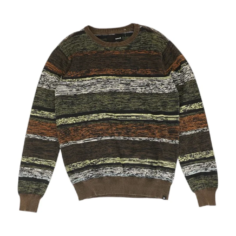 Multi Striped Crewneck Sweater Collared Crew Neck Turtle Neck