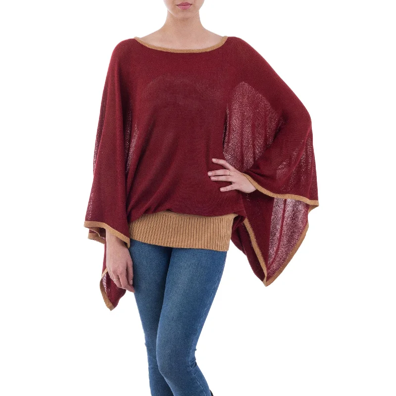Piura Dance Burgundy Sweater Glossy Satin Silk