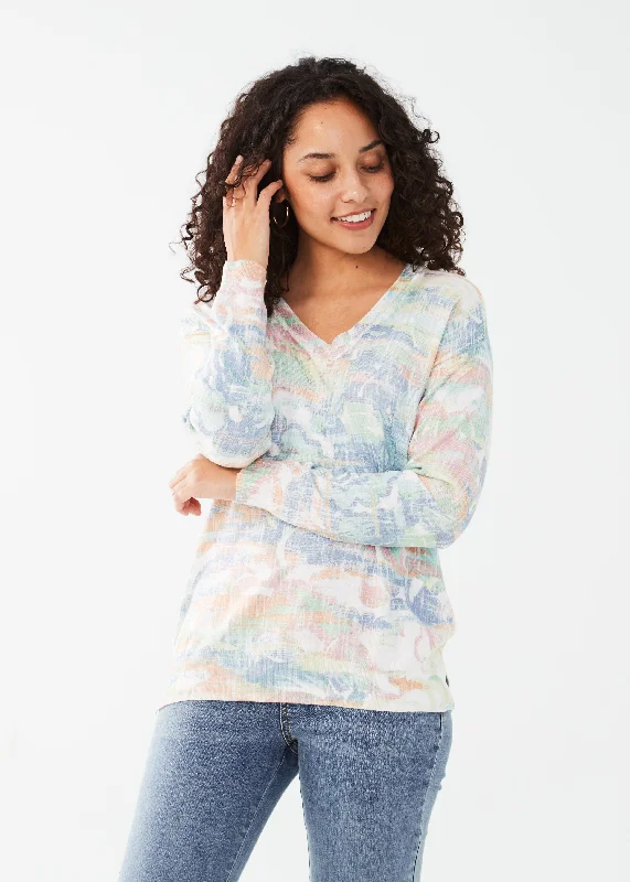 Printed Long Sleeve Sweater Graphic Sweater Embroidered Appliqued