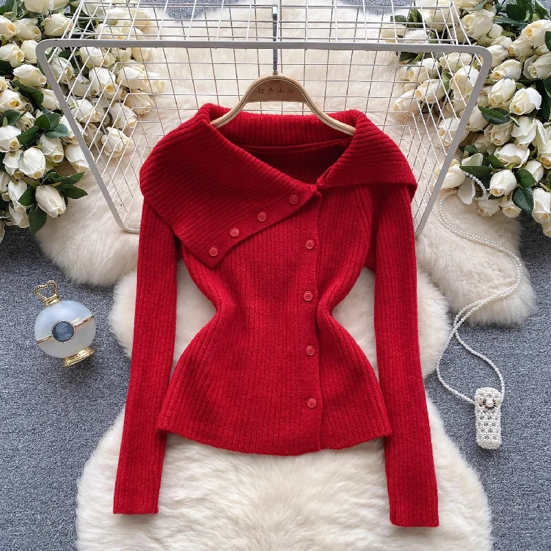 solid color sweater women's irregular design top     S4585 Toggled Drawstring Belted