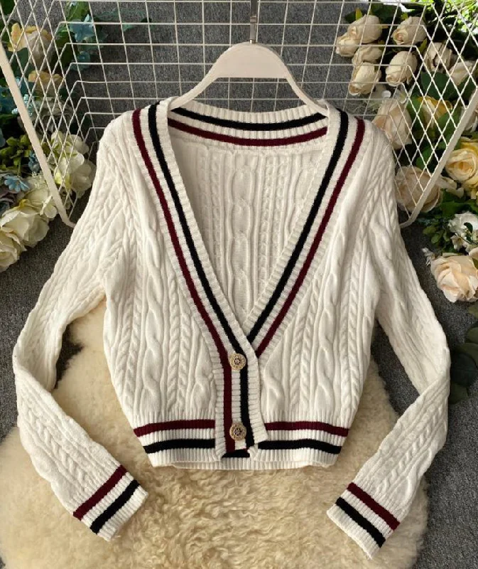 Style V Neckline Loose Sweater Long Sleeve Sweater Sweater Coat Spring And Autumn Clothing      S4369 Lightweight Heavyweight Midweight