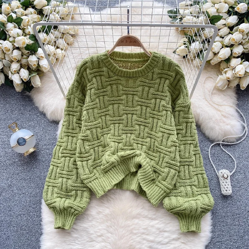 sweater for women casual fashionable round neck knitted top     S4541 Stretchy Elastic Breathable