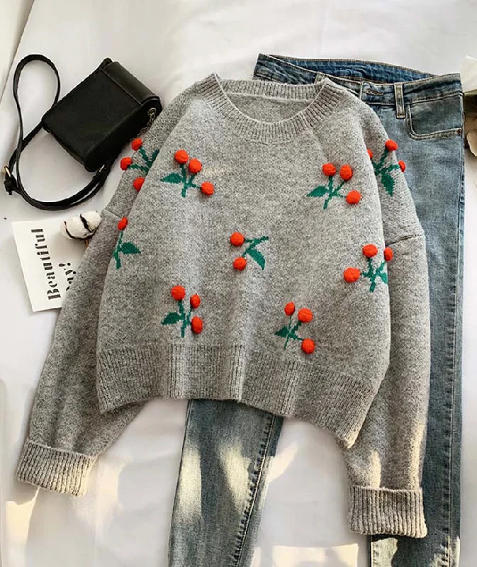 Sweet Cherry Sweater Long Sleeve Sweater       S4367 Nylon Fabric Polyester Fabric Spandex Fabric