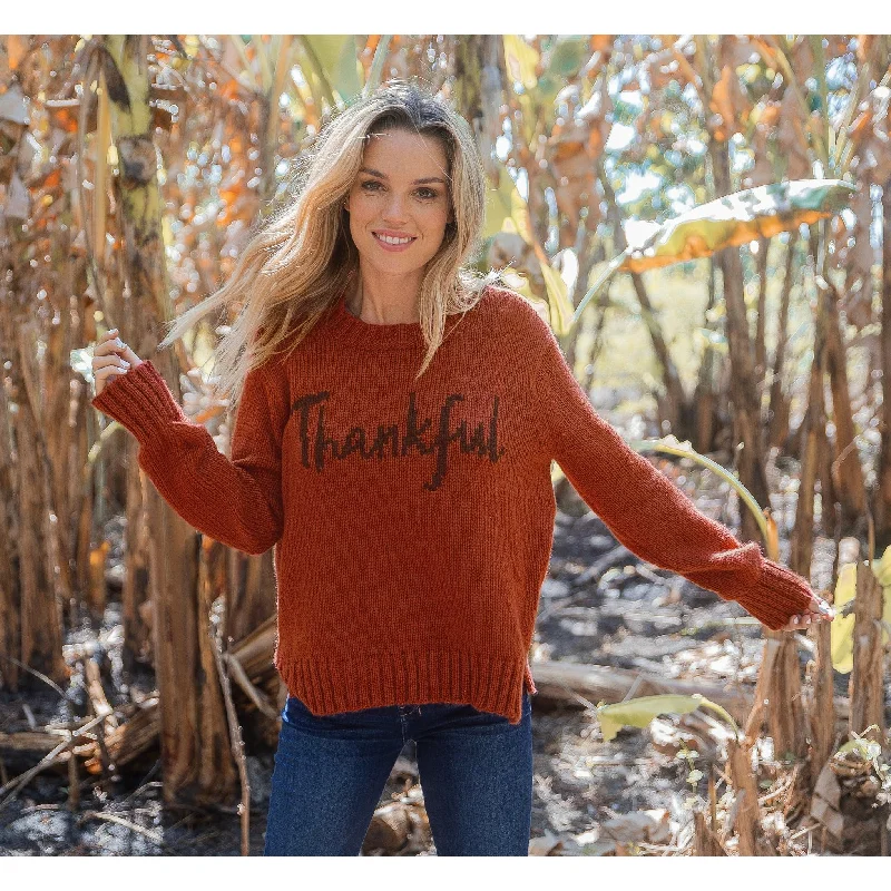 Thankful Sweater Solid Print Embellished