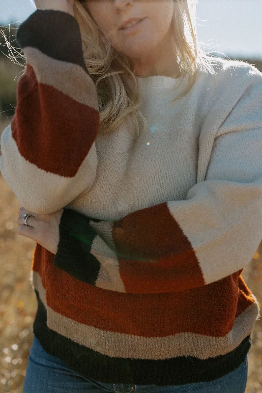 The Sonny Sweater Solid Color Striped Floral Print