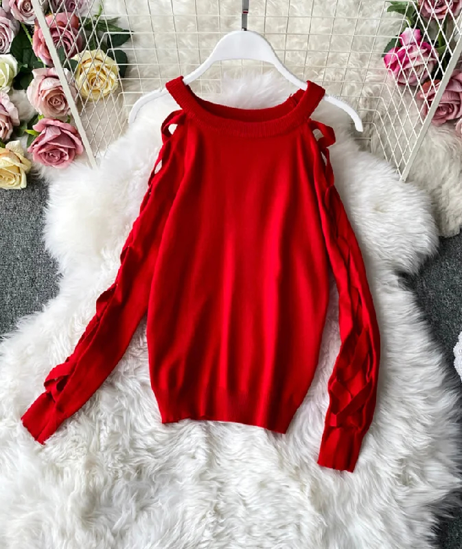 Unique Round Neck Long Sleeve Sweater    S4373 Lightweight Heavyweight Midweight