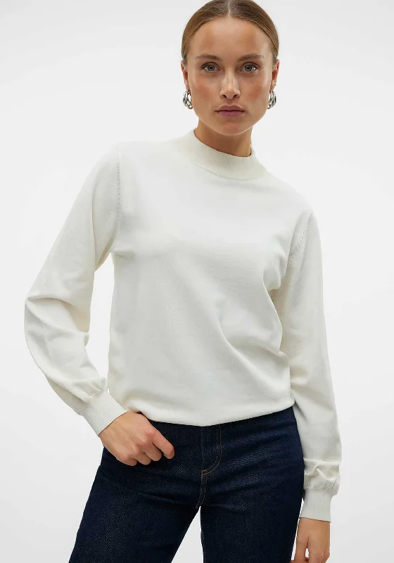 Vero Moda Mercury High Neck Sweater, Cream Chenille Fabric Brocade Fabric Lace Fabric