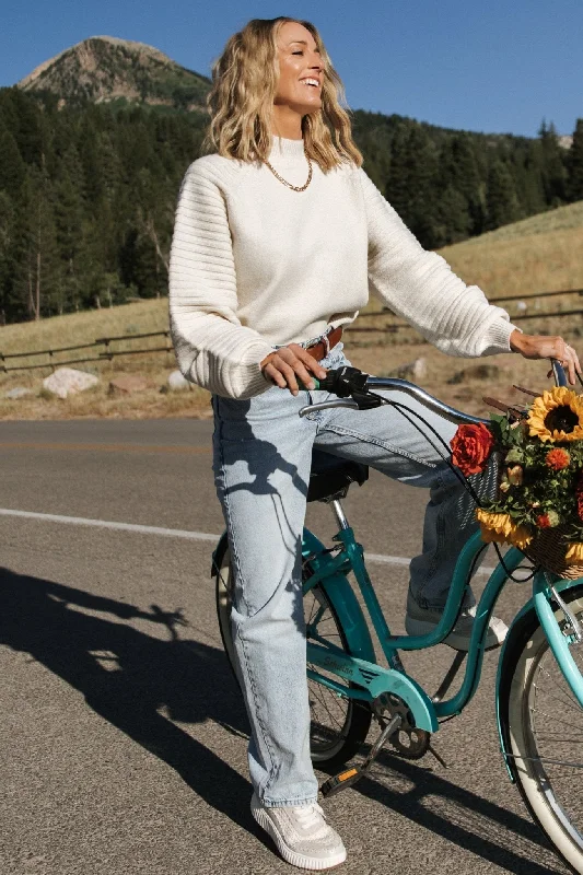 Whitley Sweater | Cream Cable Knit Ribbed Knit Lace Knit