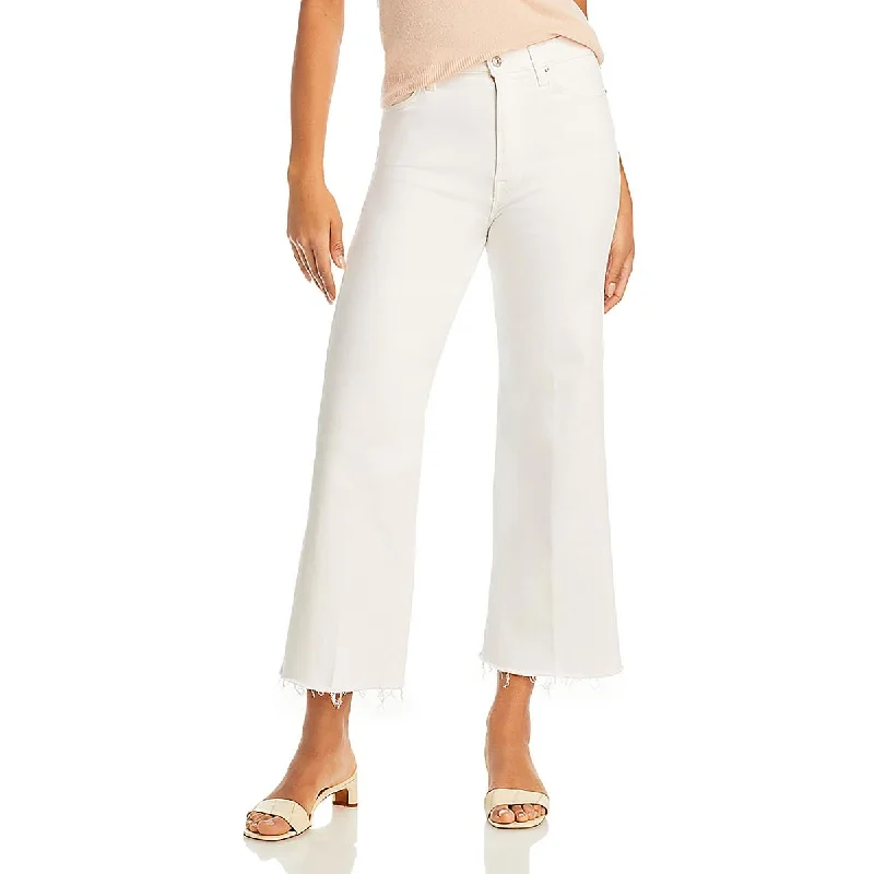 7 For All Mankind Womens Ultra High Rise Frayed Hem Wide Leg Jeans Casual Bootcut Ripped Jeans