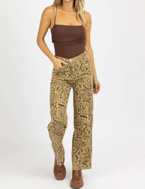 Abstract High Rise Flare Jean In Taupe Chic Rip-Detail High-Waist Jeans