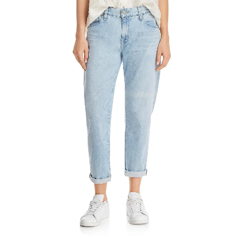 Adriano Goldschmied Womens High Rise Medium Wash Boyfriend Jeans Fashionable Button-Front Jeans