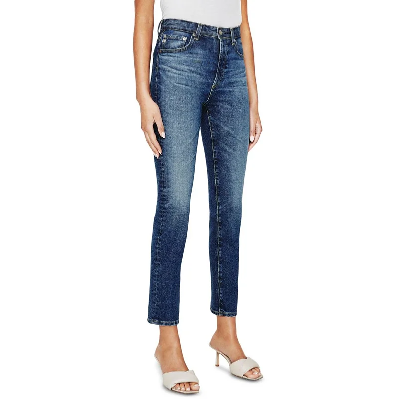 AG Adriano Goldschmied Womens Alexxis High Rise Button Fly Straight Leg Jeans Comfortable Zip-Fly Denim Jeans
