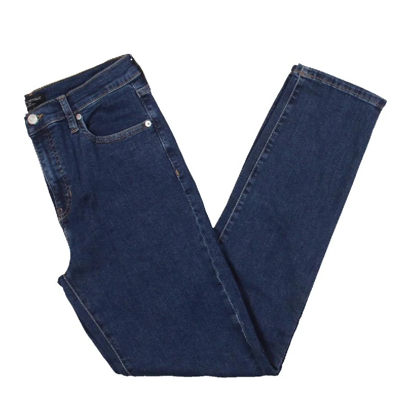 Womens High Rise Stretch Slim Jeans Chic Rip-Detail High-Waist Jeans