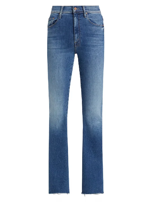 MOTHER Women's The Cruiser Sneak Fray Jeans, Hike Hike Baby Fashionable Button-Front Jeans