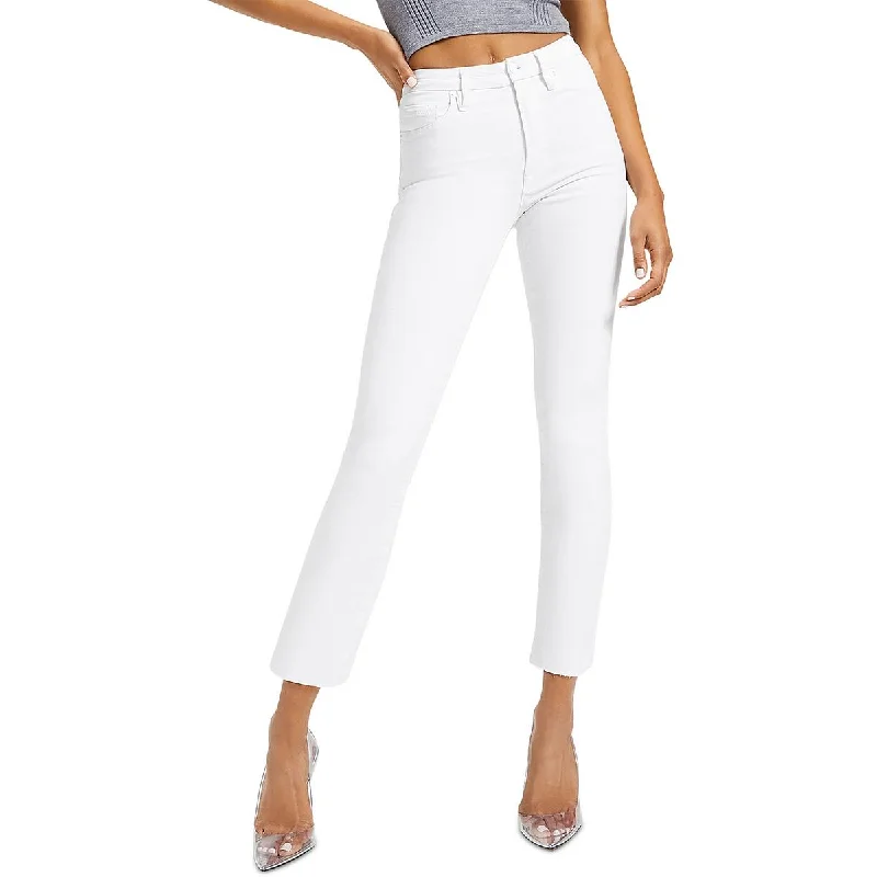 Womens Hight Rise Raw Hem Straight Leg Jeans Cozy Tencel Blend Denim Jeans