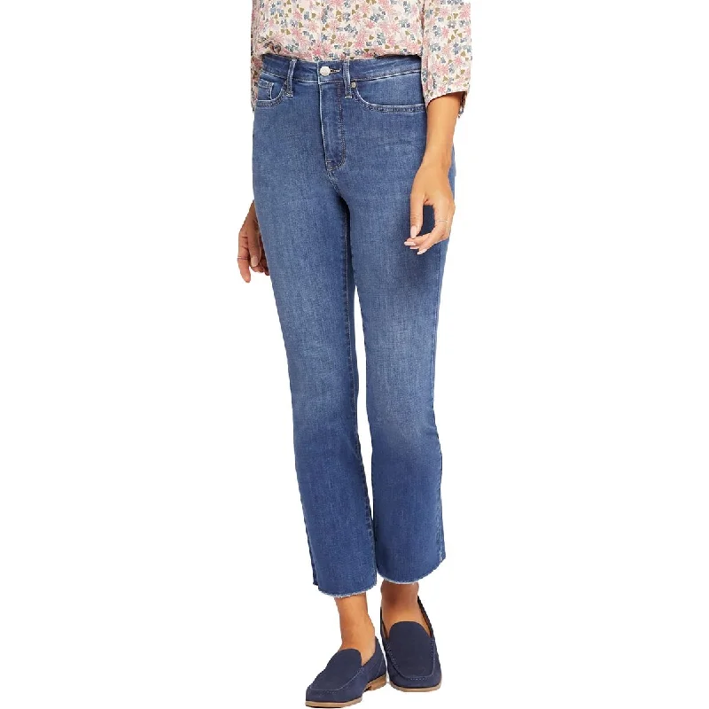 Womens High Rise Slim Bootcut Jeans Comfortable Distressed Straight-Leg Jeans