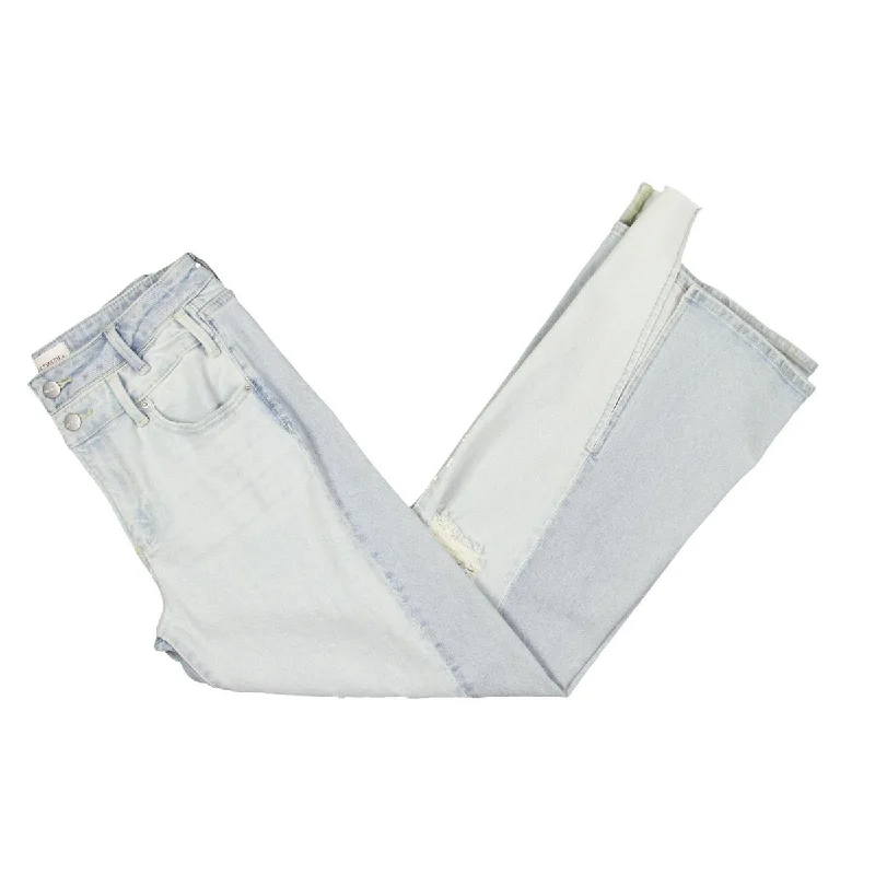 Womens High Rise Distressed Wide Leg Jeans Cozy Stretch High-Waist Jeans