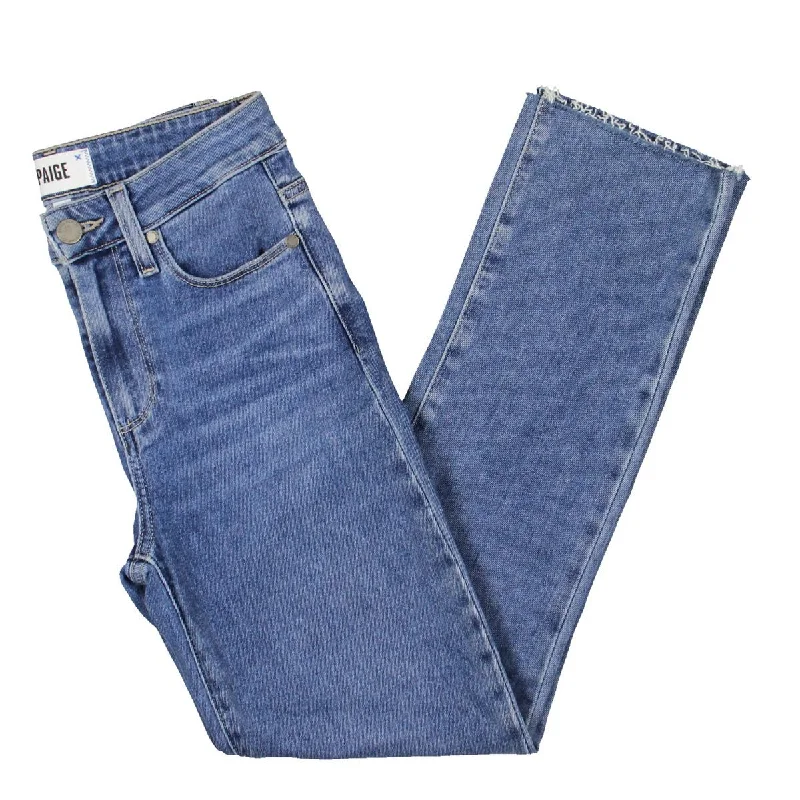 Jacqueline Womens Mid Rise Medium Wash Straight Leg Jeans Comfortable Dark Wash Jeans