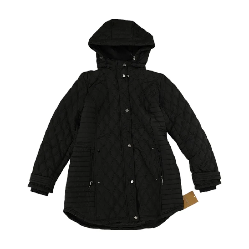 Black Solid Jacket Front Pockets Side Pockets Patch Pockets
