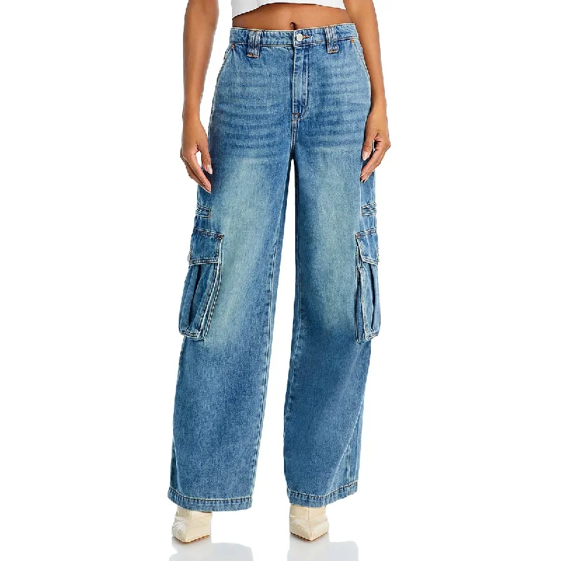 [BLANKNYC] Womens The Franklin High Rise Denim Cargo Jeans Comfortable Folded Hem Jeans