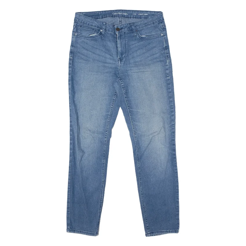 CALVIN KLEIN Jeans Blue Denim Slim Skinny Stone Wash Womens W32 L30 Fashionable Cropped Denim Jeans
