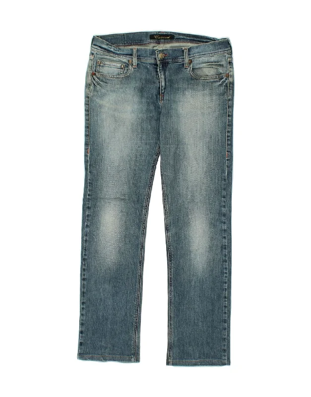 CASUCCI Womens Straight Jeans W32 L30 Blue Cotton Fashionable Slim Fit Jeans