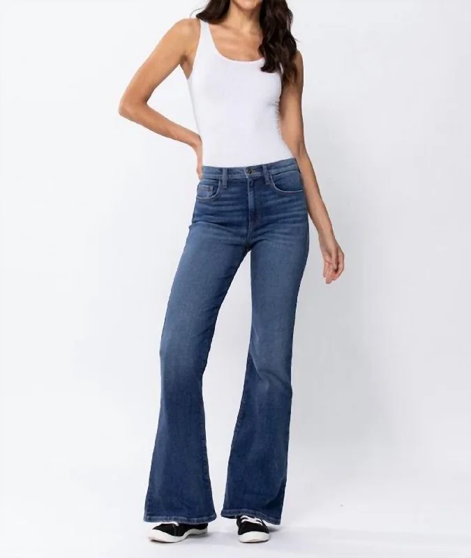 Classic Flare Jeans In Medium Wash Classic Blue Denim Jeans