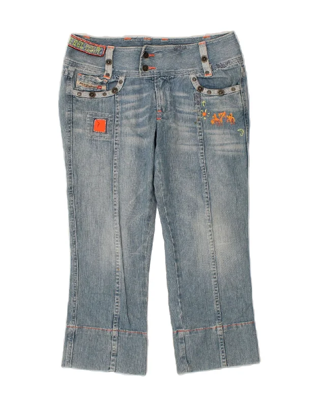 DIESEL Womens Capri Jeans W28 L22 Blue Floral Cotton Comfortable Stretch Denim Jeans
