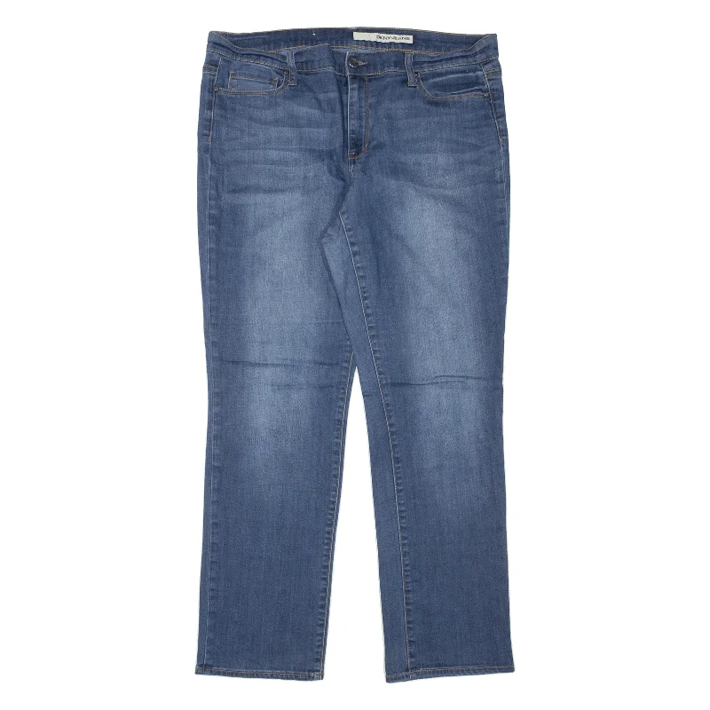 DKNY Jeans Blue Denim Slim Skinny Stone Wash Womens W36 L32 Trendy Layered Pocket Jeans