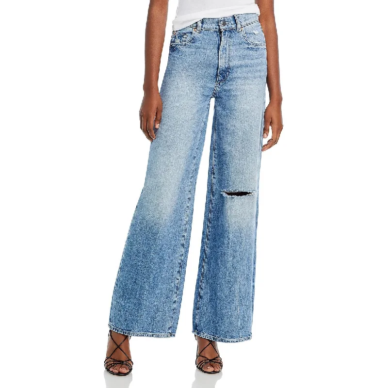 DL1961 Womens Hepburn High Rise Denim Wide Leg Jeans Chic Rip-Detail High-Waist Jeans