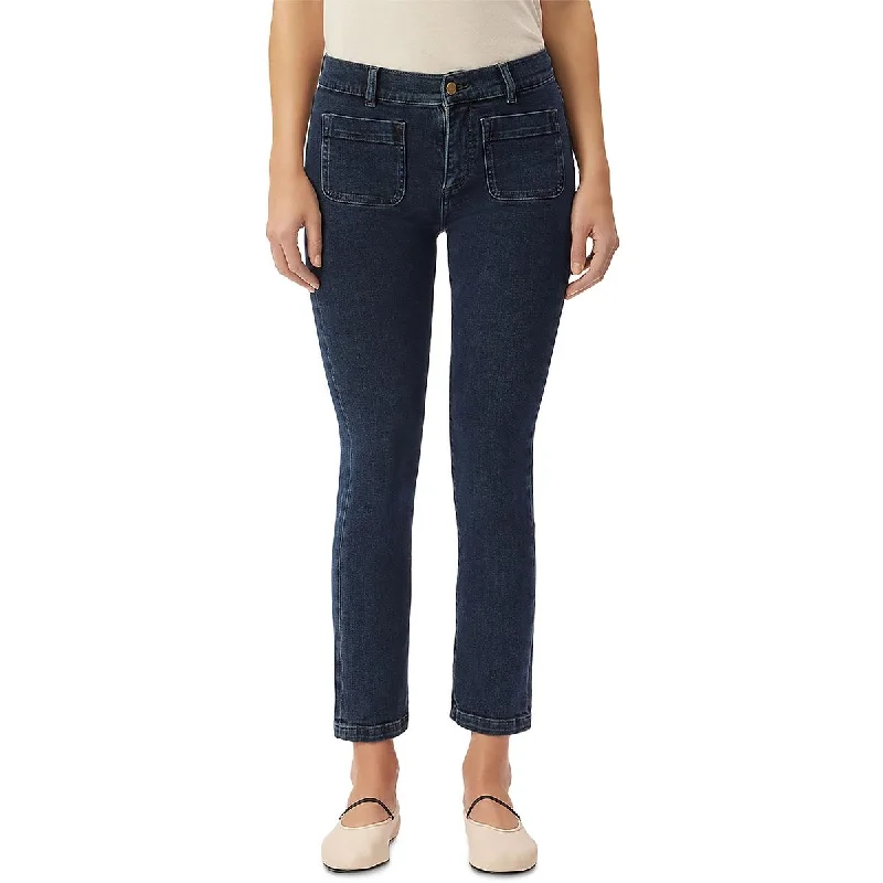 DL1961 Womens Mid Rise Instasculpt Straight Leg Jeans Fashionable Distressed Jeans