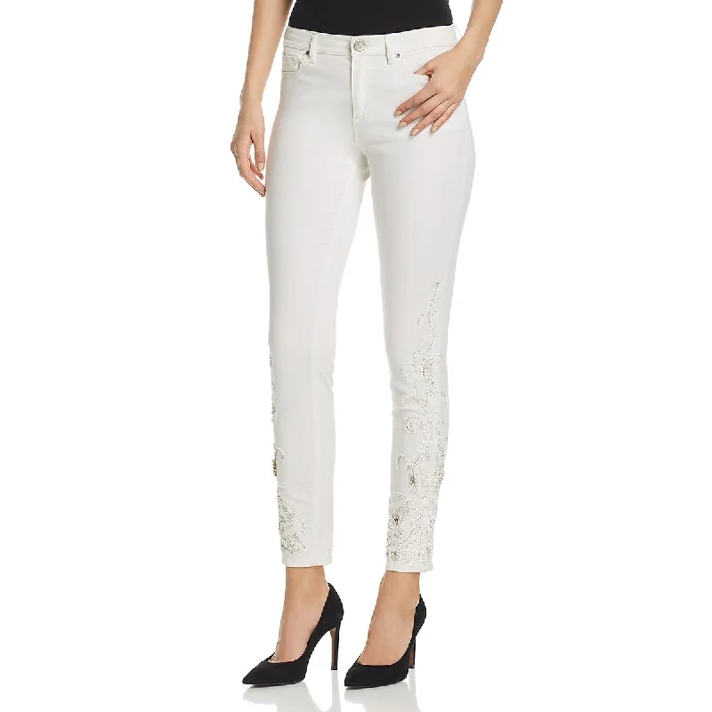 Elie Tahari Womens Denim Embellished Skinny Jeans Elegant Wide-Leg Jeans