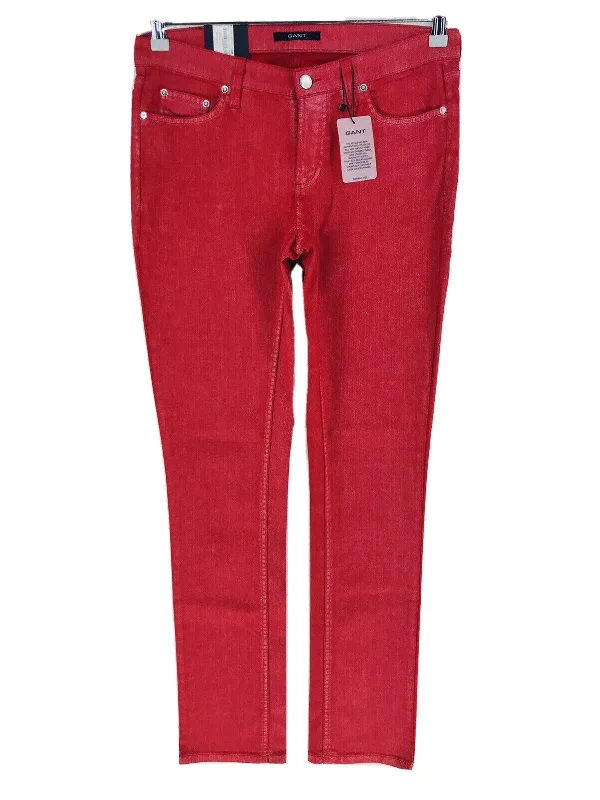 GANT Women's Bright Red Nelly Overdyed Denim Jeans Size 29/34 NWT Comfortable Stretch Denim Jeans